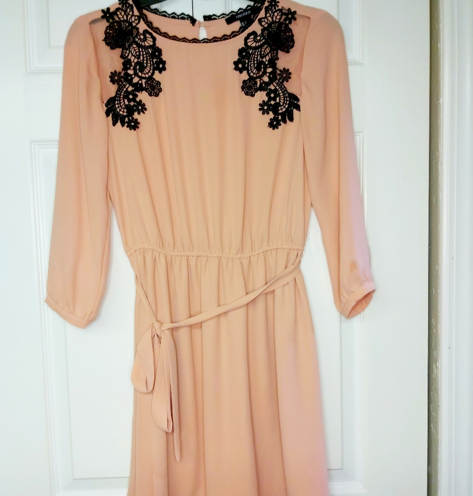 Forever 21 Black and Peach Crochet Dress